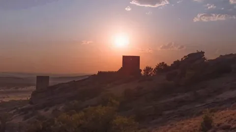 Solar eclipse timelapse at Castillo de Zafra, Spain [OC]