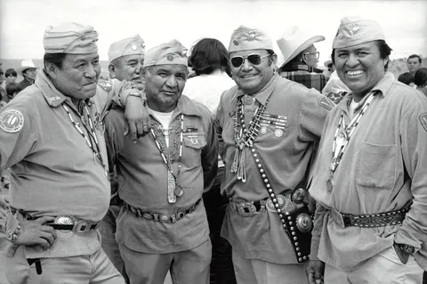 Over 400 Navajo Marines served during World War II and created an unbreakable code from their language that allowed for rapid, complex communication that saved countless lives and contributed significantly to American victories, 1940s