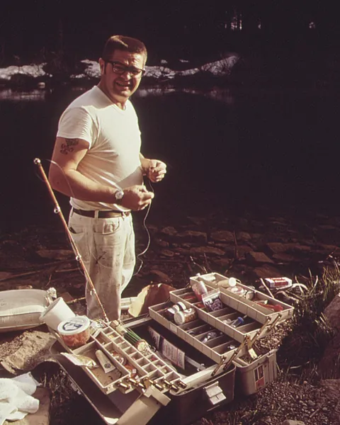 A Father Fishing at Lake Tahoe California Nevada 1972