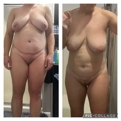 42F, 5’3”  153 lbs. Been working on weight loss. Here are some before and current from front and back.