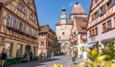 The 12th century Markus Tower and Gate in Rothenburg, Germany