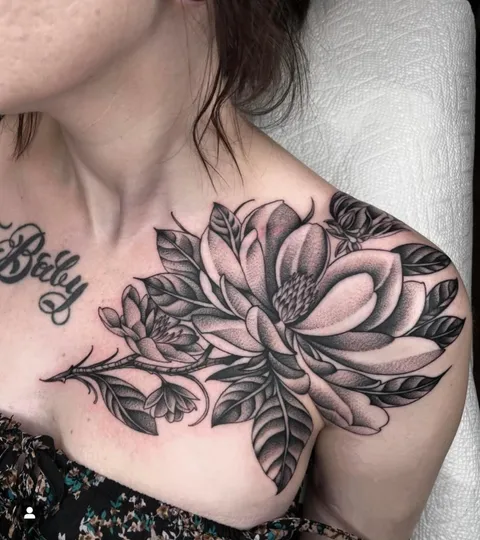 Magnolia by Tine Defiore at Holy Ghost Tattoo in New Orleans, LA