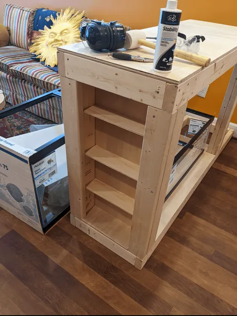 Mid Century-inspired room divider aquarium stand