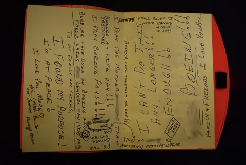 The notebook belonging to Boeing whistleblower John Barnett, found at the scene of his death.