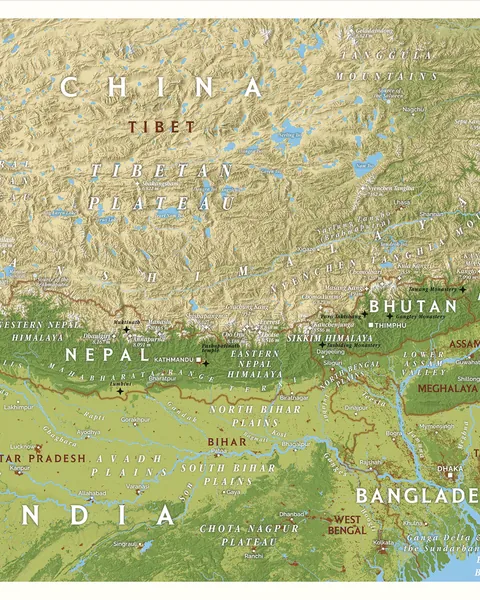 I crafted and printed this 42*92 cm map of the Himalayan range, featuring landuse, human settlements, topography, hydrology and a nice altitude comparative chart! [OC]