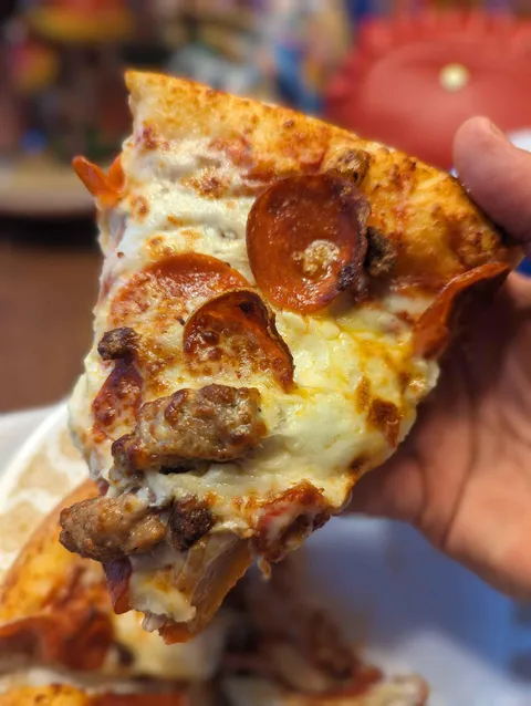 [I ate] meat pizza with extra cheese
