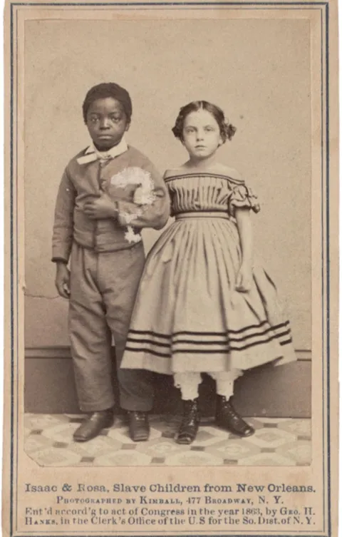 Two enslaved children for sale in New Orleans, Isaac and Rosa, circa. 1863