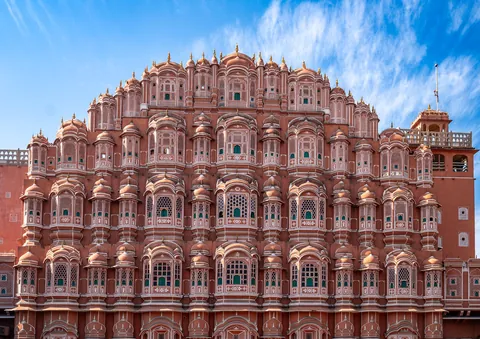 Hawa Mahal (Wind Palace), Jaipur, India, with its 953 window facade 