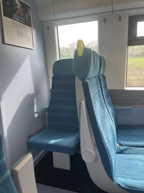 This random train seat that is sideways