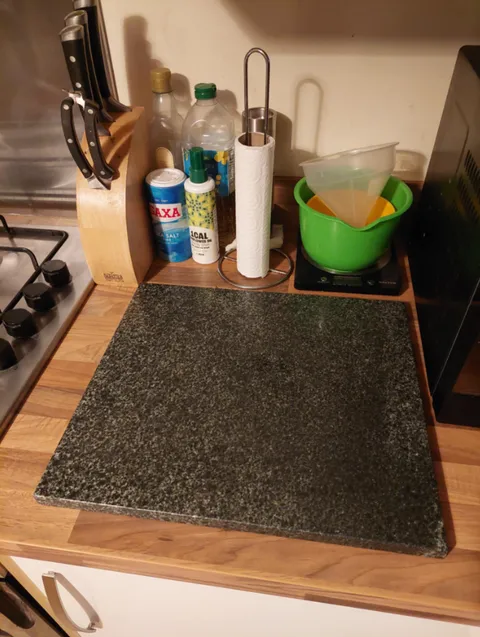 How can we adhere this block to our kitchen counter