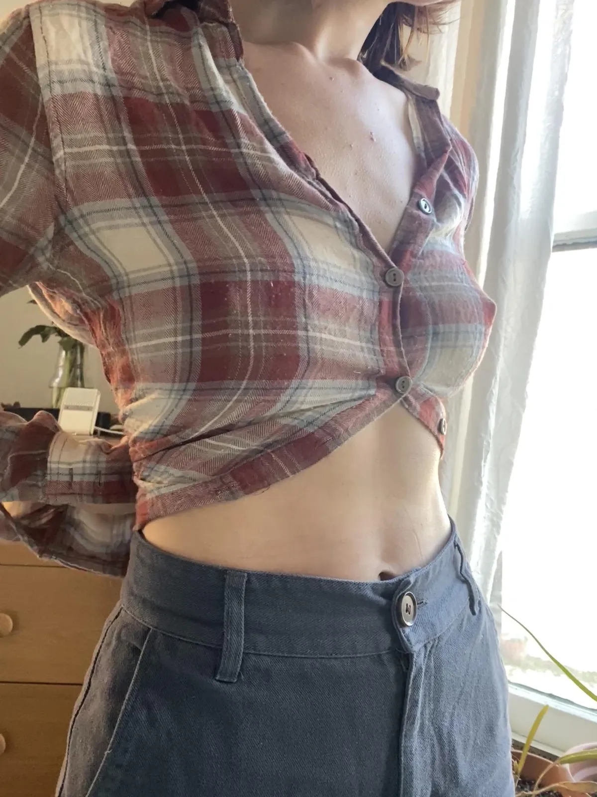 Thin flannel can't hide my pokies