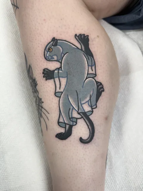 A spooky panther from my flash, done by me, Dylan, dark mark tattoo, Keene NH