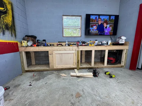 Here’s an image dump of my garage over the past year. My dad painted everything on the walls. He had a blast! Hope y’all like it.