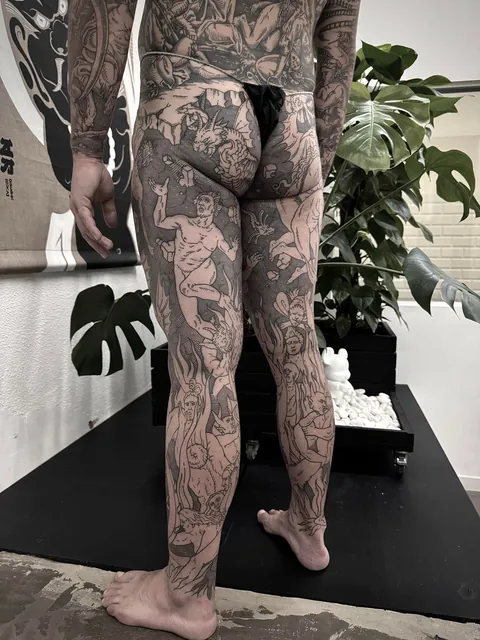 Full body suit in progress made by me (Ivan Zagusta) at Zaraza tattoo shop in Warsaw, PL