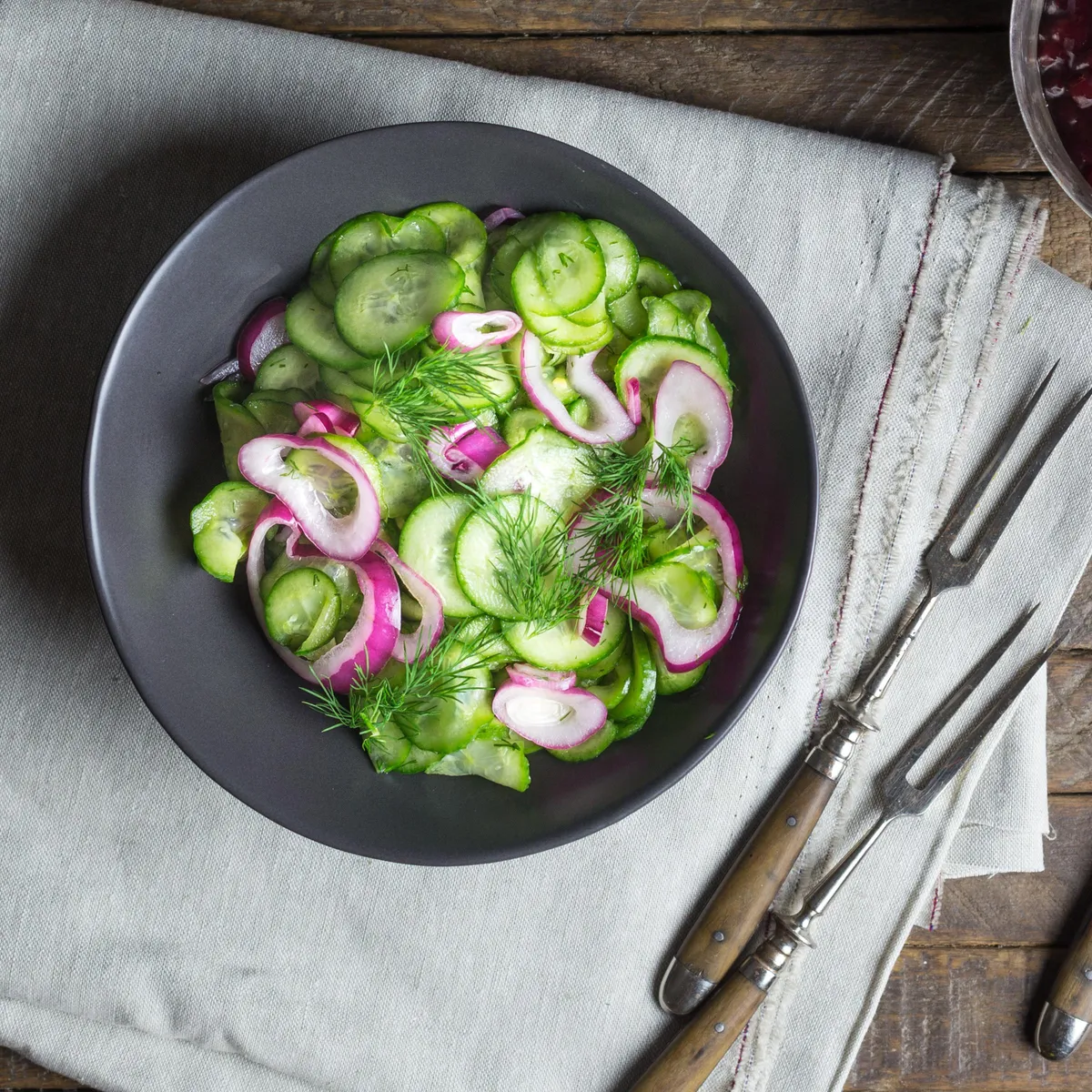 I got a BIG bag of little cucumbers on sale so I made Swedish style Quick-pickled Cucumbers with Red Onion and Dill