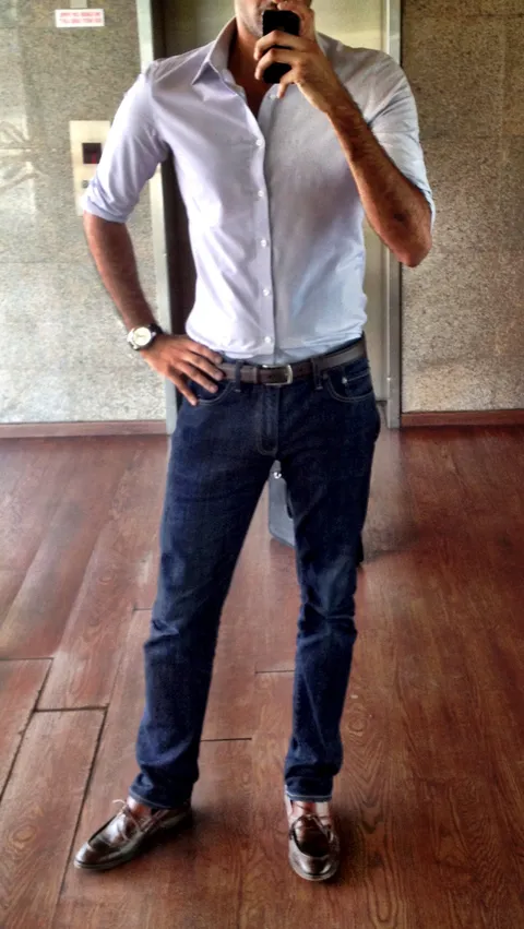 What I wore to work today after lurking MFA for a year. Looking for fit check and critique.  