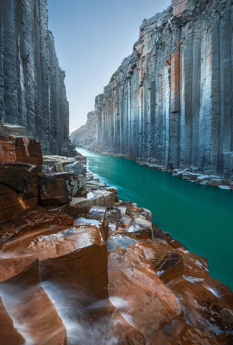 Spectacular basalt canyon in Iceland [1215x1800][OC]