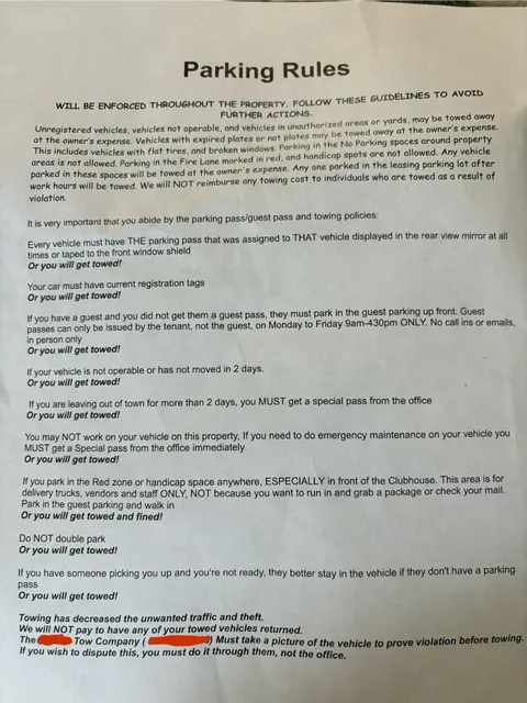 So my apartments released new rules for the parking and guest policy…