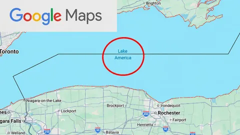 Google Maps now showing Lake America instead of Lake Ontario