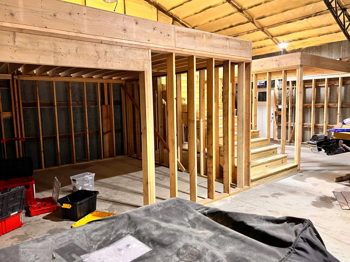 Progress from my 60+ yr old pole barn / workshop build