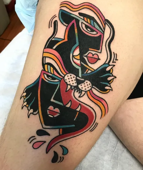 Deconstructed Panther | Done by Joey Cassina at Ocean Avenue Tattoo in San Francisco, CA