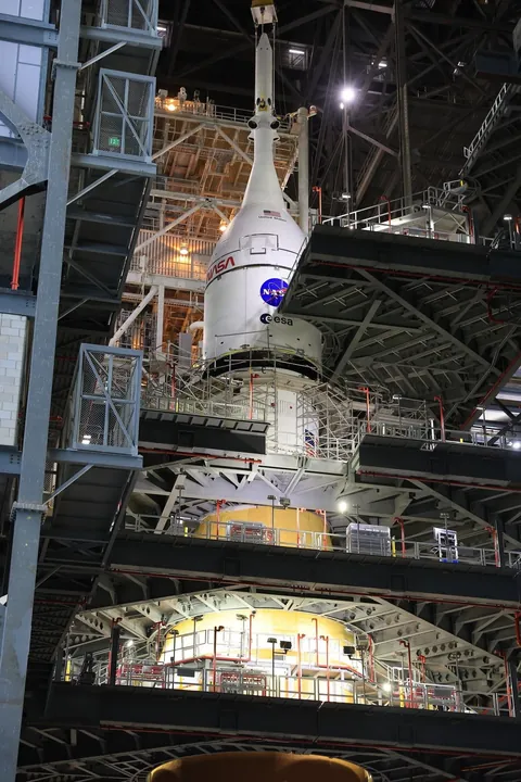 The Artemis II Space Launch System and Orion stacked at KSC [credit: Lockheed Martin/NASA]. This is the first time in 53 years we have a crew-ready Moon rocket sitting the VAB!