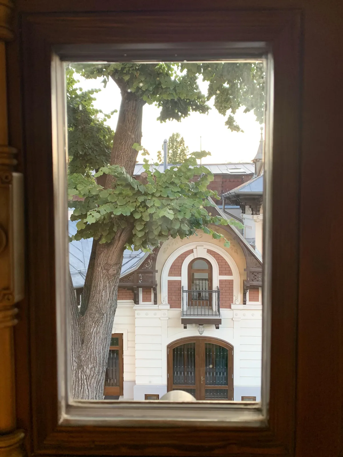 View from the attic of recently restored historical house in Bucharest, Romania
