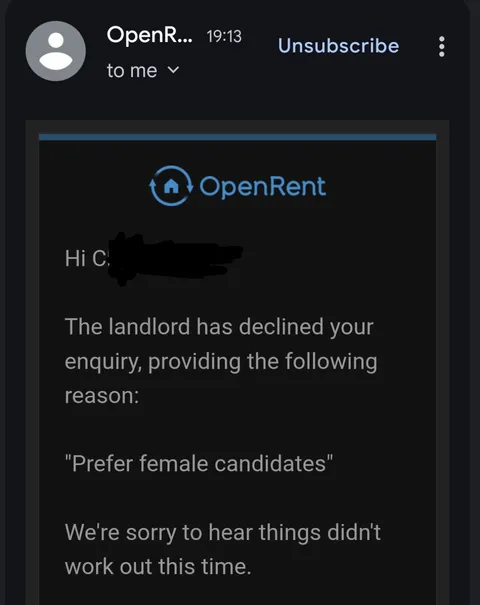 I was denied a viewing for this apartment because I'm a guy