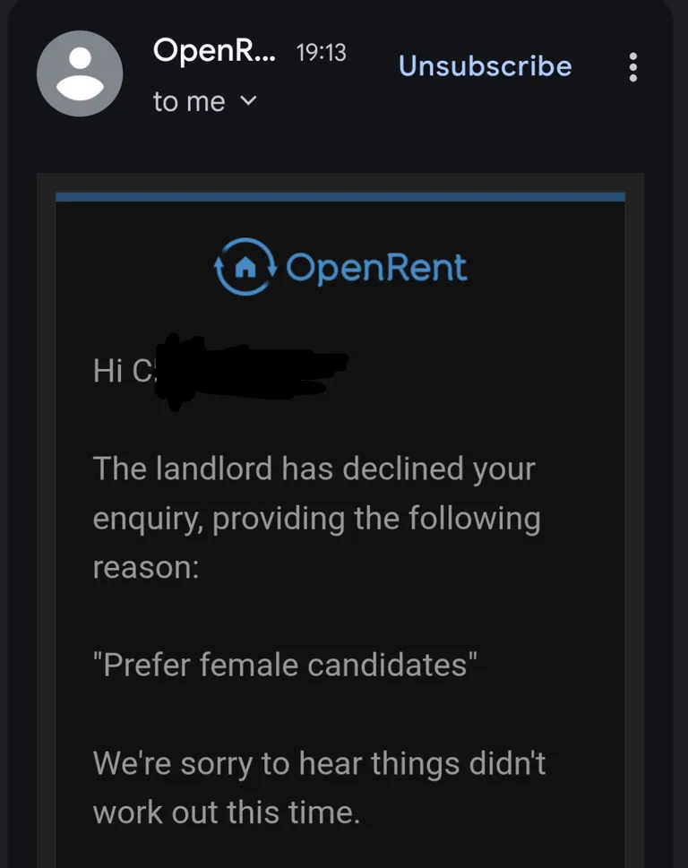 I was denied a viewing for this apartment because I'm a guy