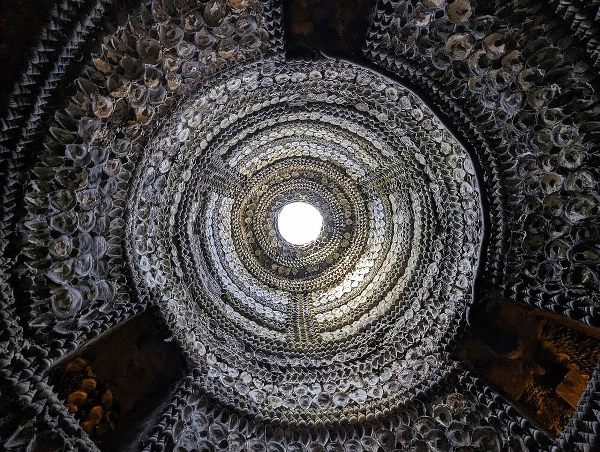 A man in 1835 was digging a duck pond and accidentally uncovered a 70-foot tunnel made of 2,000 sq ft of mosaic made from 4.6 million shells (mussels, cockles, whelks, limpets, oysters, scallops).