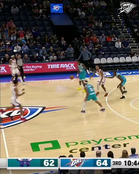 OKC's Cason Wallace throws up a prayer against the Hornets and it's answered!