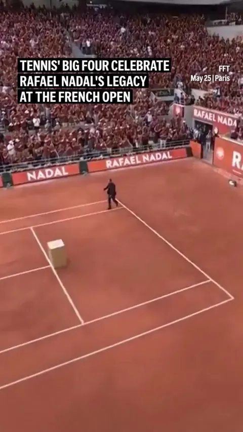 Roger Federer, Novak Djokovic and Andy Murray showed up at the French Open to participate in a ceremony honoring 14-time tournament champion Rafael Nadal