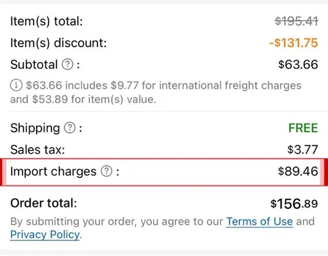 $89 import charges on $64 worth of Temu merchandise. It has begun…