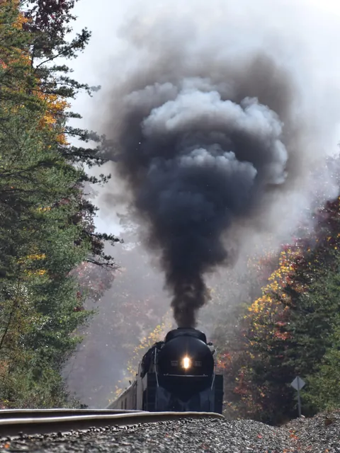 ITAP of a steam locomotive climbing a mountain grade