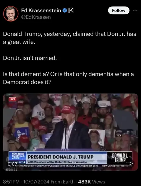 Here a wife, there a wife, every where a wife oh! except Don Jr…..