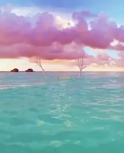 🔥 This cotton candy sky during the golden hour in the Maldives