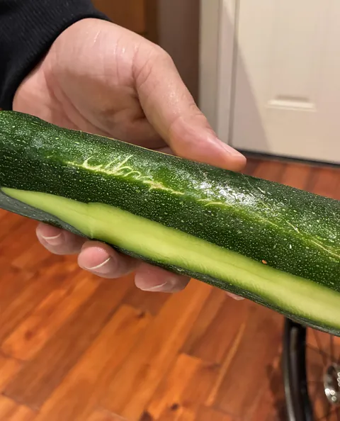 Our zucchini looks like it has Elvish writing on it