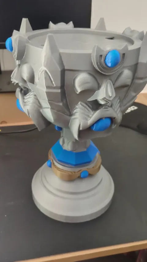 I made a summoner's cup for my very addicted to league friend's wedding.