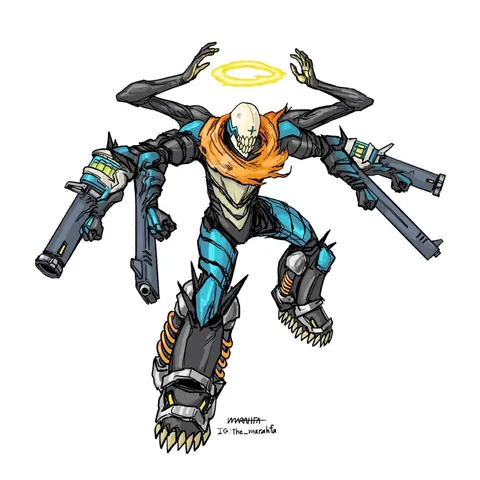 The Chainsaw Man x Overwatch designs by @the_marahfa