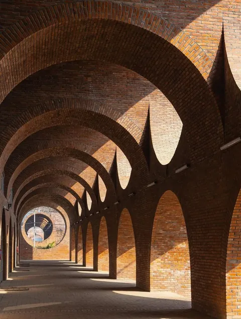 The magic of bricks.🧱 This is the Lumbini Museum, Nepal, designed by the Kenzo Tange, 1978