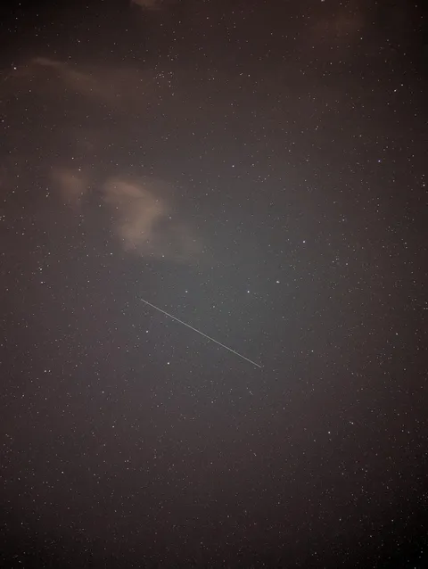 Took a picture of the sky with my phone and managed to capture a shooting star!