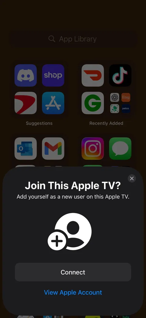 i get asked to join my neighbors apple tv every time i open my phone