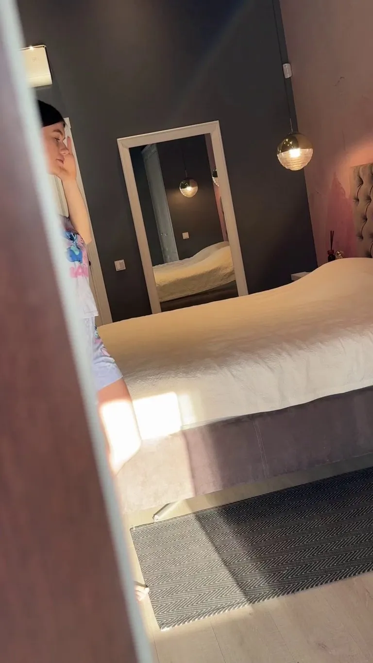 Getting undressed after a hard day at college