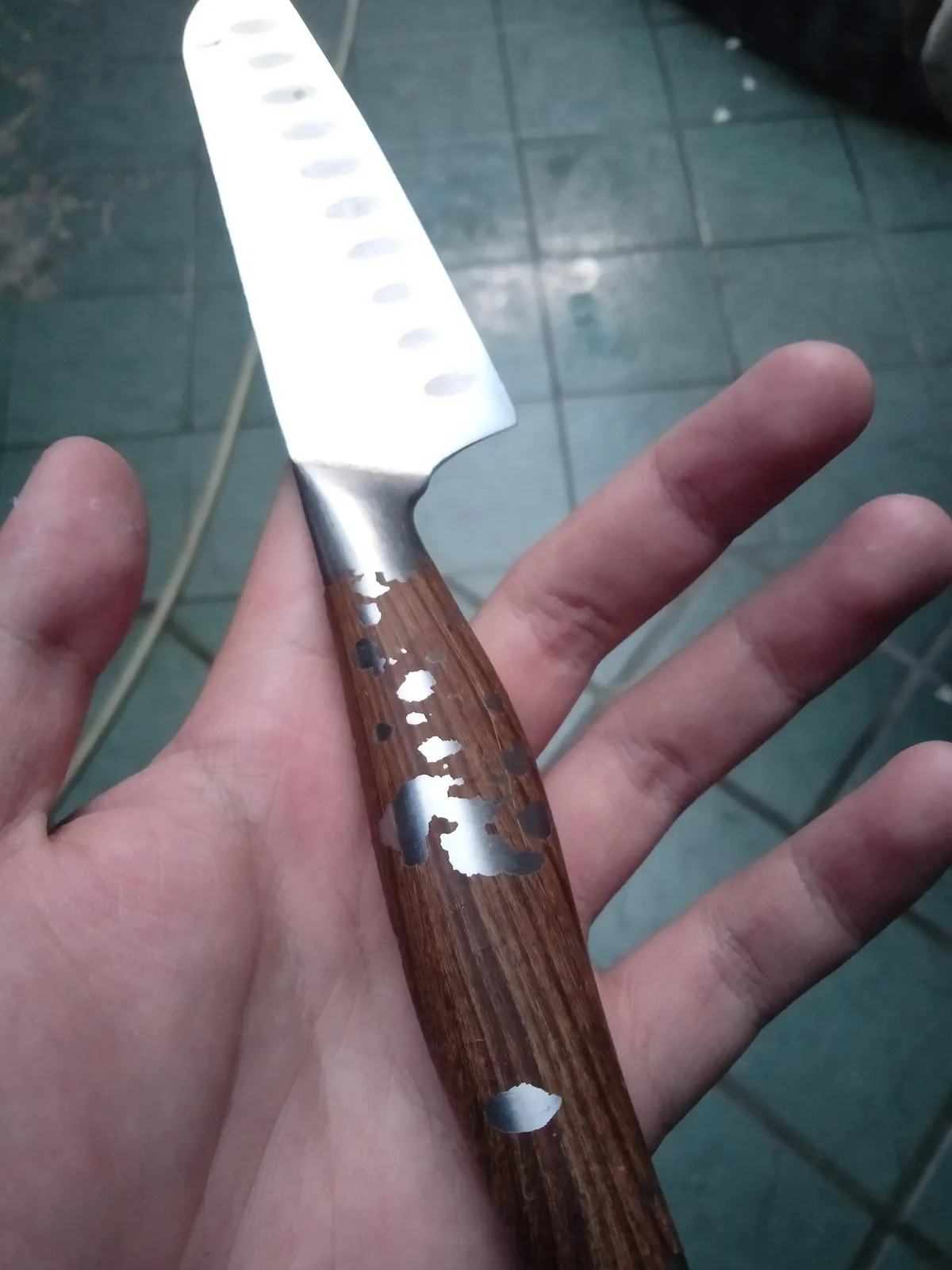 My knife's "wooden" grip is actually just more steel
