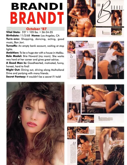 Brandi Brandt, who became Playboy's Miss October 1987 at the age of 18.