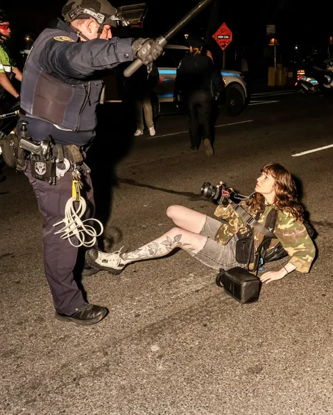 NYPD knocks down and arrests credentialed press Olga Federova (May 8 2024)