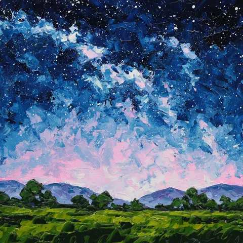 Starry Night, Olga Rodina, Oils, 2024