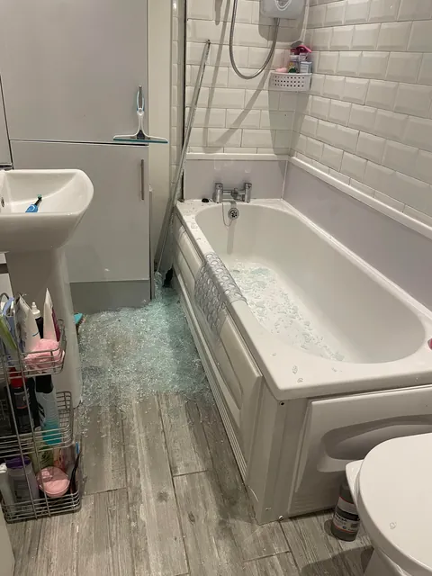 Shower screen fell off and sliced me to ribbons. Dude who tried to replace it ripped the tiles off