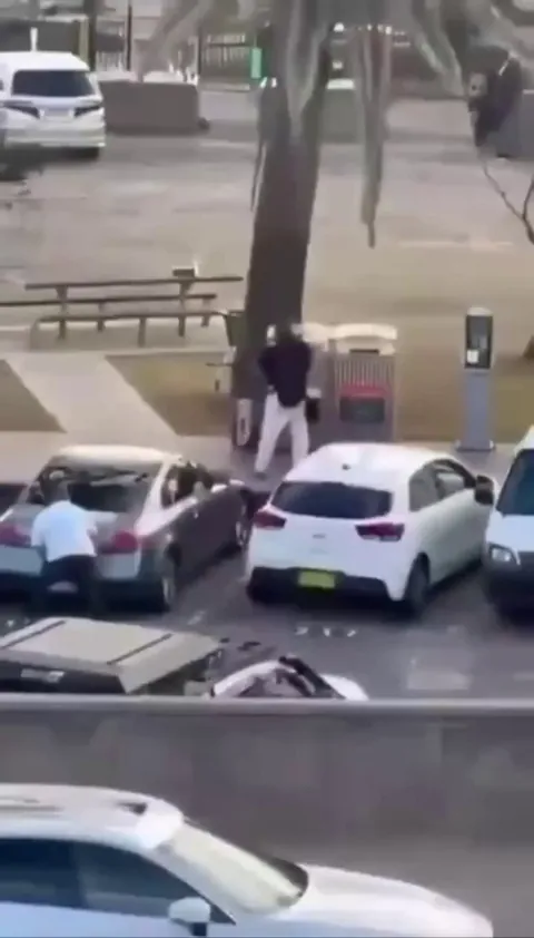 Heroic moment when an unarmed bystander disarms an active shooter at Bondi Beach in Sydney, Australia.
