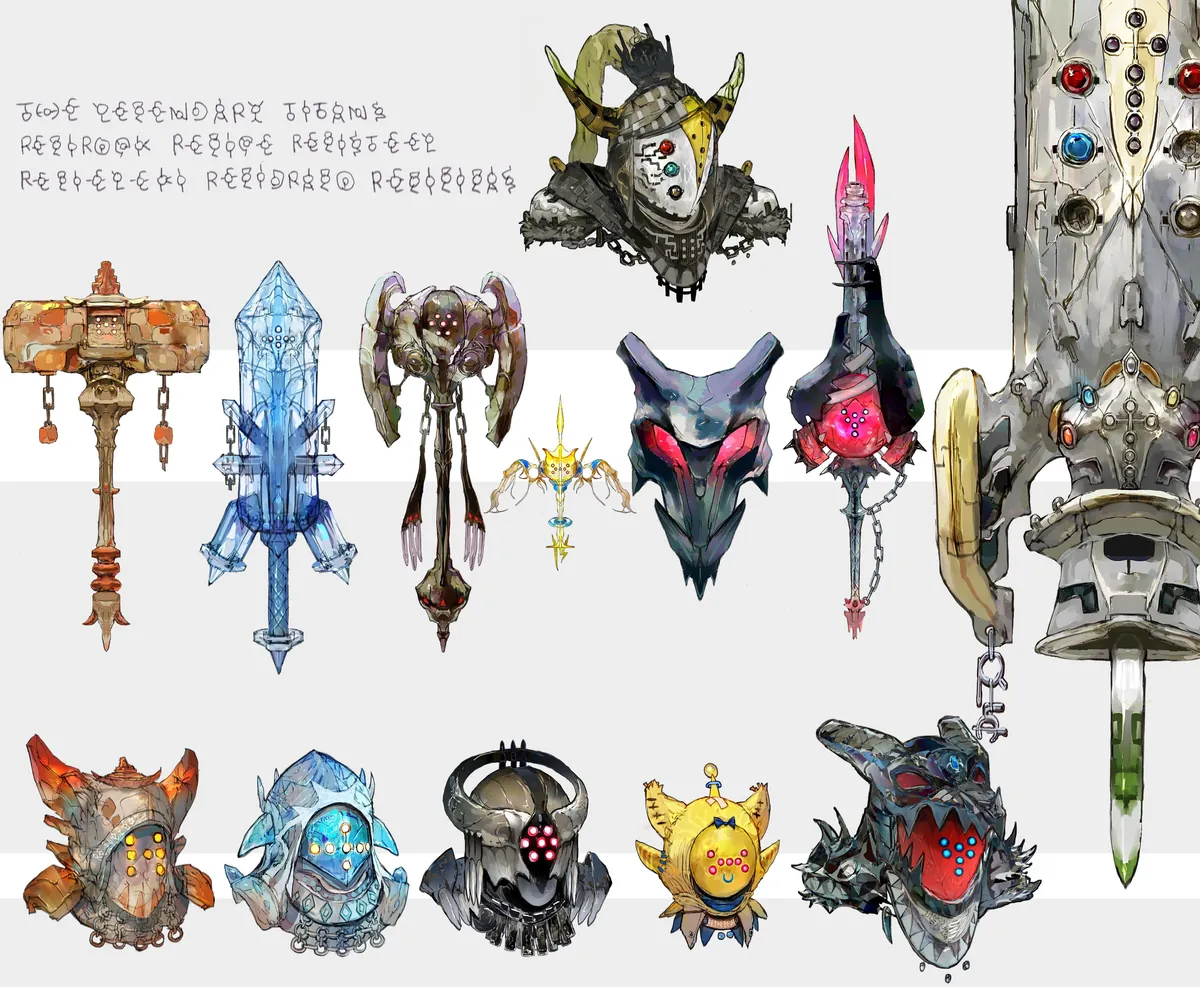 [OC] I made some Regi Inspired Headgear &amp; Weapon Designs!